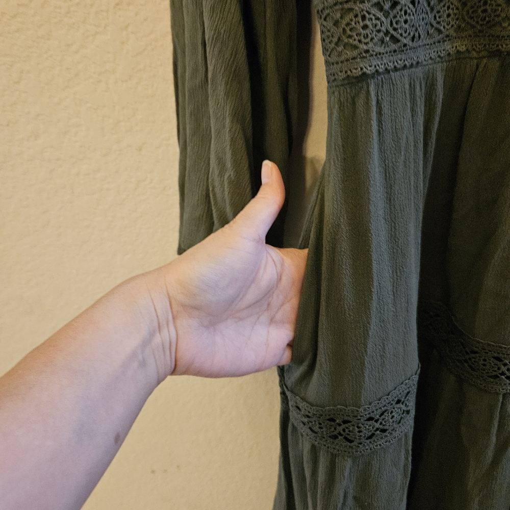 SCARLET DARKNESS Women's Forest Green Embroidered Renaissance Dress Small - Picture 7 of 15